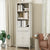 Bookcases with 4 Doors and 1 Drawer, Floor Standing Display Storage with 1 Adjustable Shelf, Tall Bookcase for Home Office, Living Room (White Oak, 4 Doors)