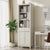 Bookcases with 4 Doors and 1 Drawer, Floor Standing Display Storage with 1 Adjustable Shelf, Tall Bookcase for Home Office, Living Room (White Oak, 4 Doors)