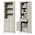 Bookcases with 4 Doors and 1 Drawer, Floor Standing Display Storage with 1 Adjustable Shelf, Tall Bookcase for Home Office, Living Room (White Oak, 4 Doors)