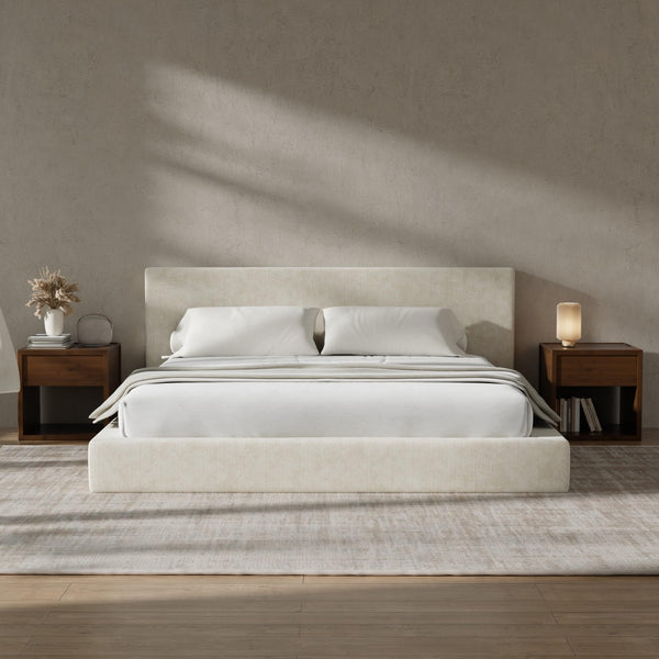 RECCI Cloud Upholstered Bed Frame with Headboard, 5 Inch Foam Padded Platform, No Box Spring, Easy Assembly