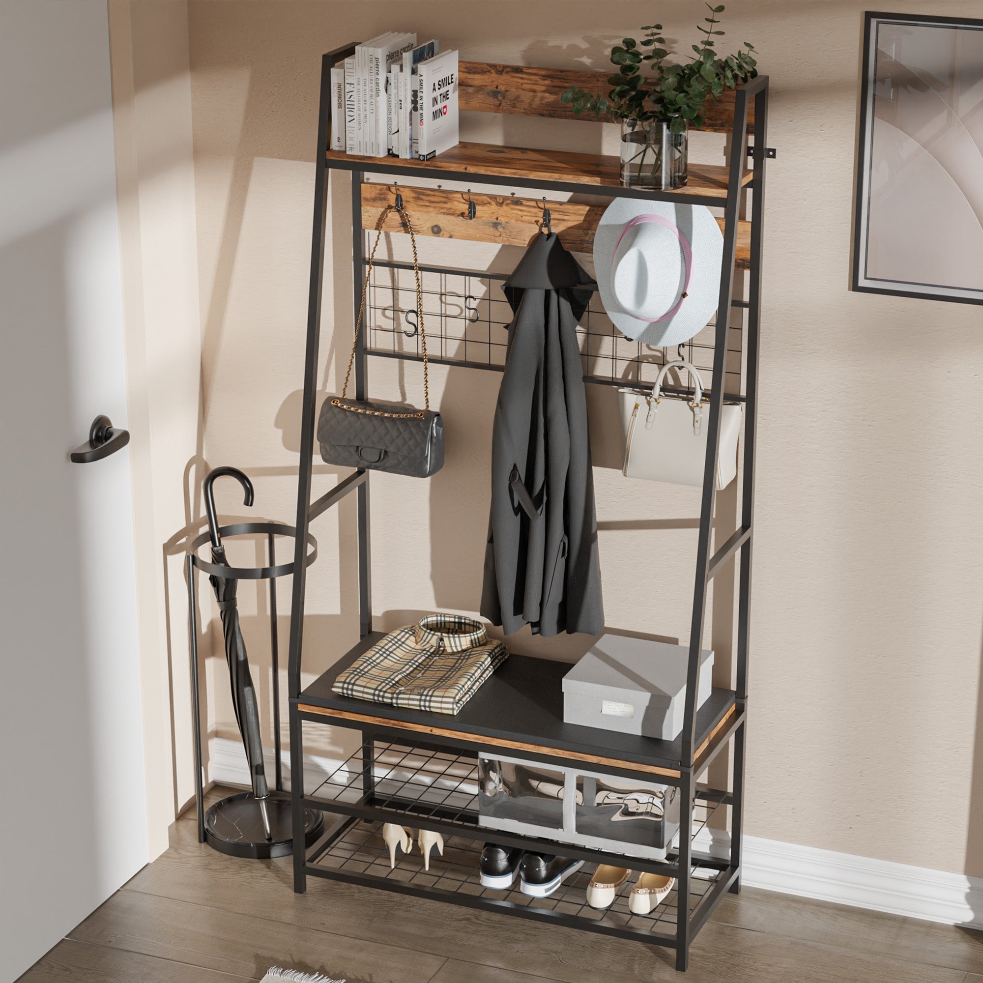 coat-rack-hall-tree-with-shoe-bench-for-entryway-5-in-1-design-clothes-rack-with-shoe-storage-and-diy-hooks-industrial-accent-furniture-with-metal-frame-cushion-included-rustic-brown