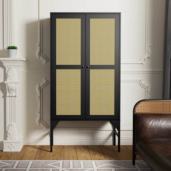cozy-castle-63-rattan-storage-cabinet-with-doors-and-adjustable-shelves-black