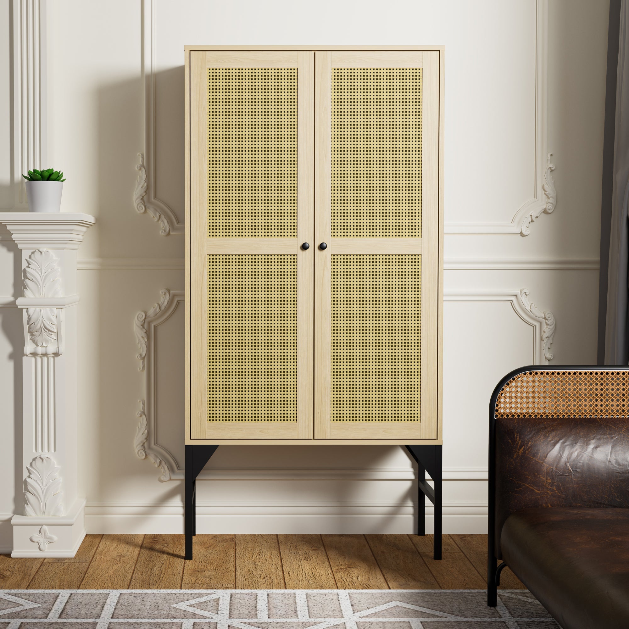 cozy-castle-63-rattan-storage-cabinet-with-doors-and-adjustable-shelves-black
